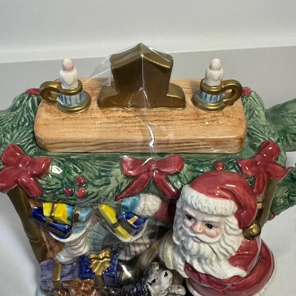 Omnibus by Fitz and Floyd 1996 Santa Christmas‎ Tea Pot 32 oz Head Painted